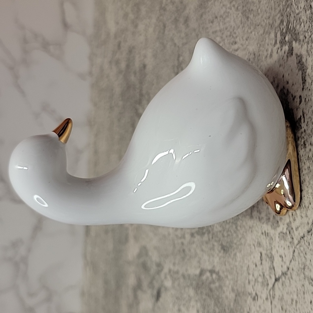 White Ceramic Goose / Duck Figurine with Gold Accents - Picture 3 of 5